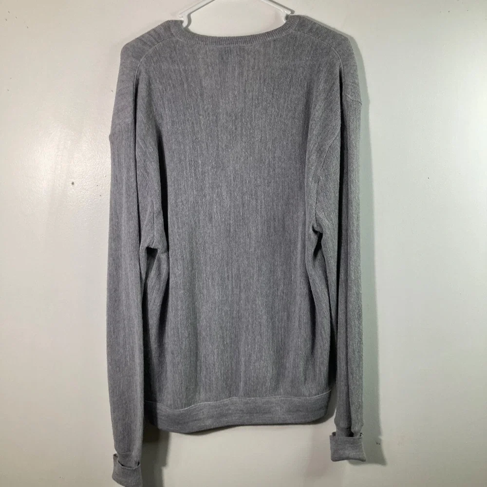 IZOD Lacoste V Neck Sweater‎ Mens XL Gray Pullover Long Sleeve Acrylic